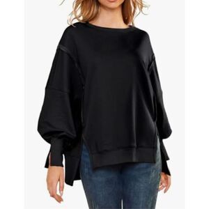 AUTOMET Womens Oversized Sweatshirts‎ Casual Crew Neck Pullover Long Sleeve Slit